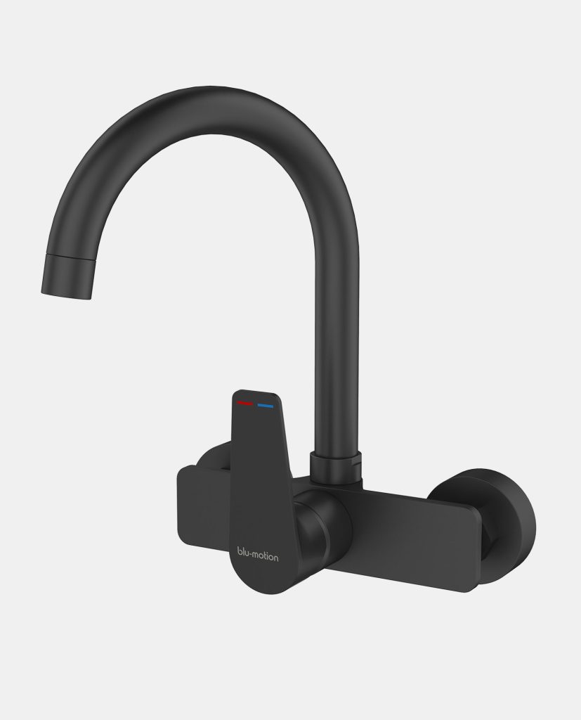 BLU-MOTION BLACK IN WALL BASIN MIXER