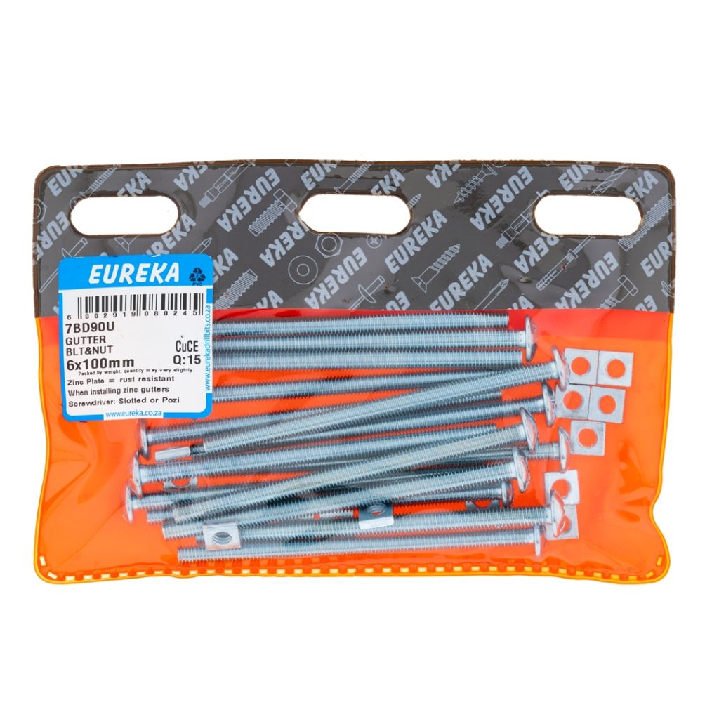 GUTTER BOLT & NUT 6X100MM Q:15