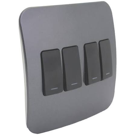 4X2 4 LEVER SWITCH BLK STAINLESS STEEL