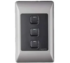 PAYS WALL SWITCH 3 LEVER 4X2 BLK&GRY