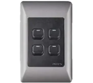 PAYS WALL SWITCH 4 LEVER 4X2 BLK&GRY